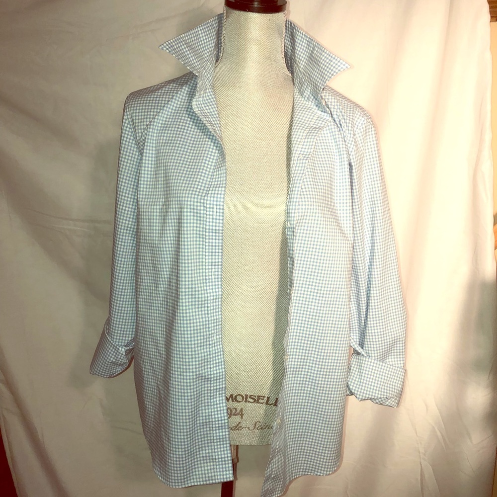 CHAPS Fun Checkered Blouse